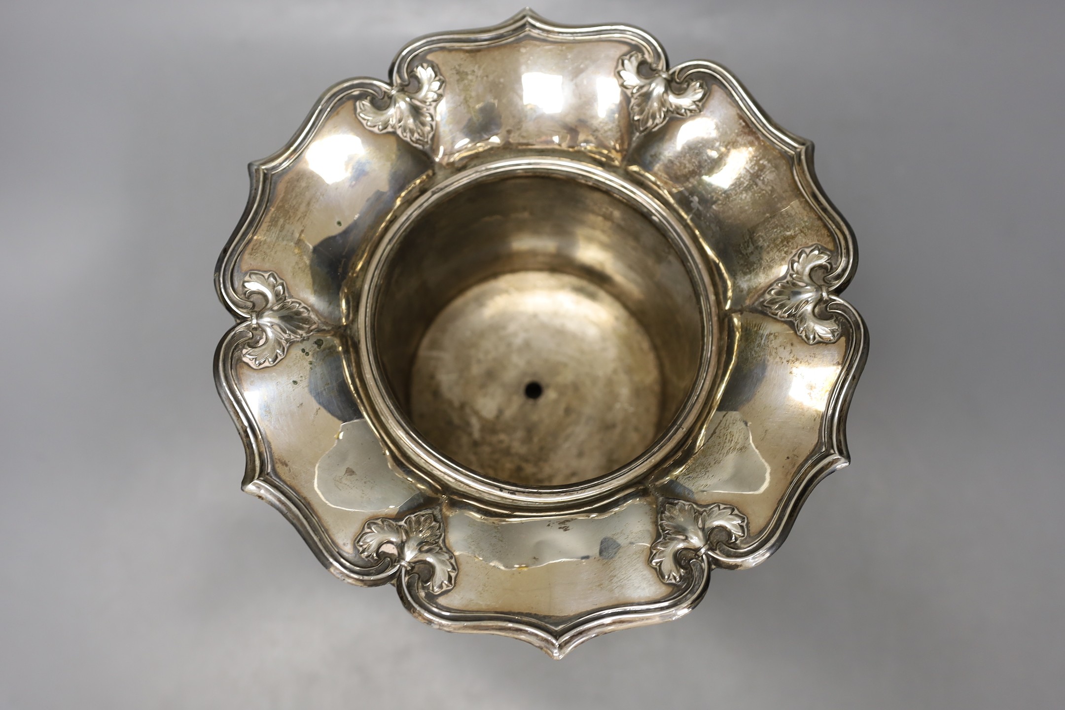 A Sheffield plate two handled wine cooler - 26.5cm tall